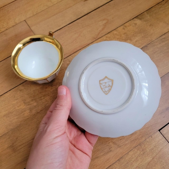 Vintage & Antique Gold & White Floral Demitasse Teacup & Saucer - Picture 8 of 8